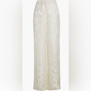 Lafayette 148 New York Gates Botanical Linen Jacquard Wide Leg Pants
